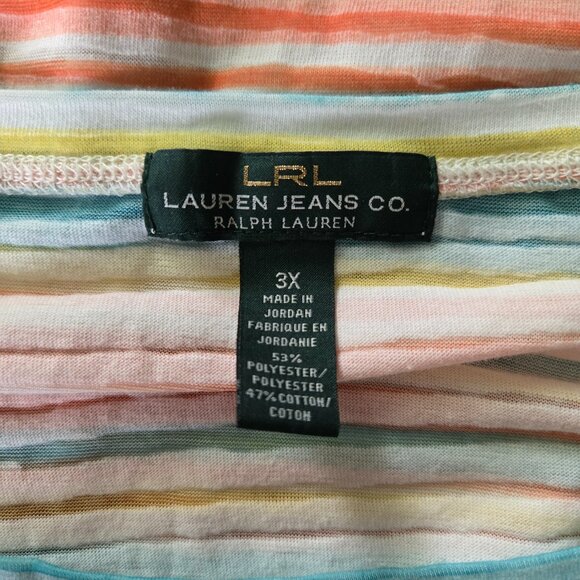 LAUREN JEANS CO Lightweight Pastel Striped Short Sleeve Tee 3X - Picture 2 of 3
